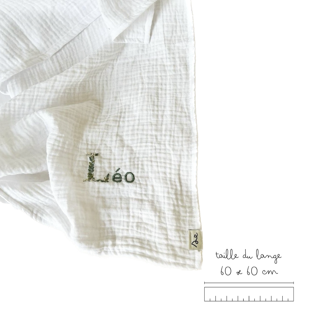 lange fleuri gaze de coton personnalisé bébé brodé initiale