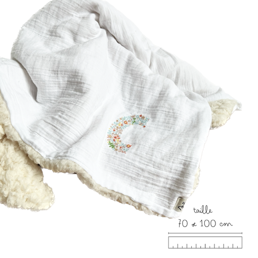 couverture bébé fourrure gaze de coton personnalisée