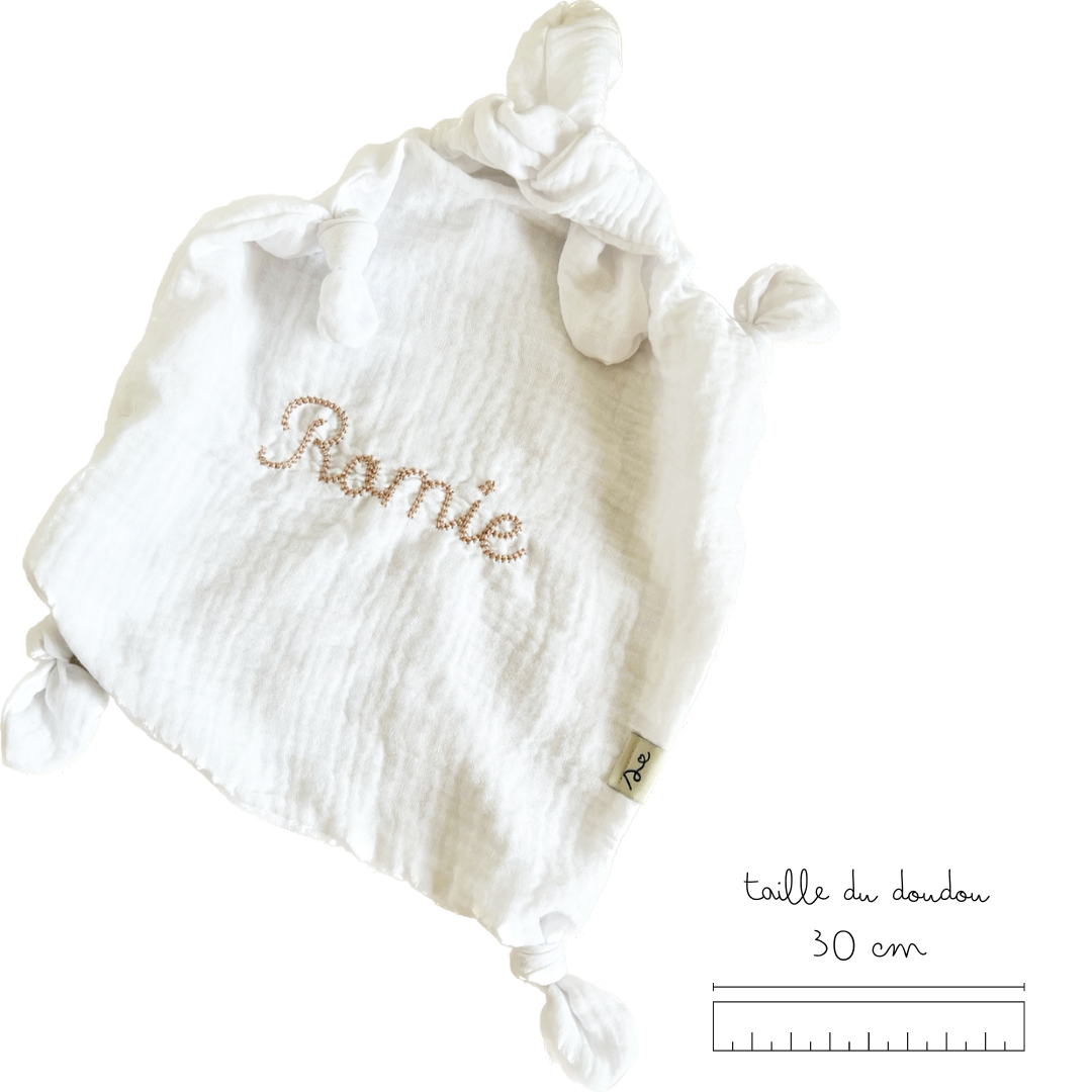 grand doudou lange gaze de coton personnalisé fleuri
