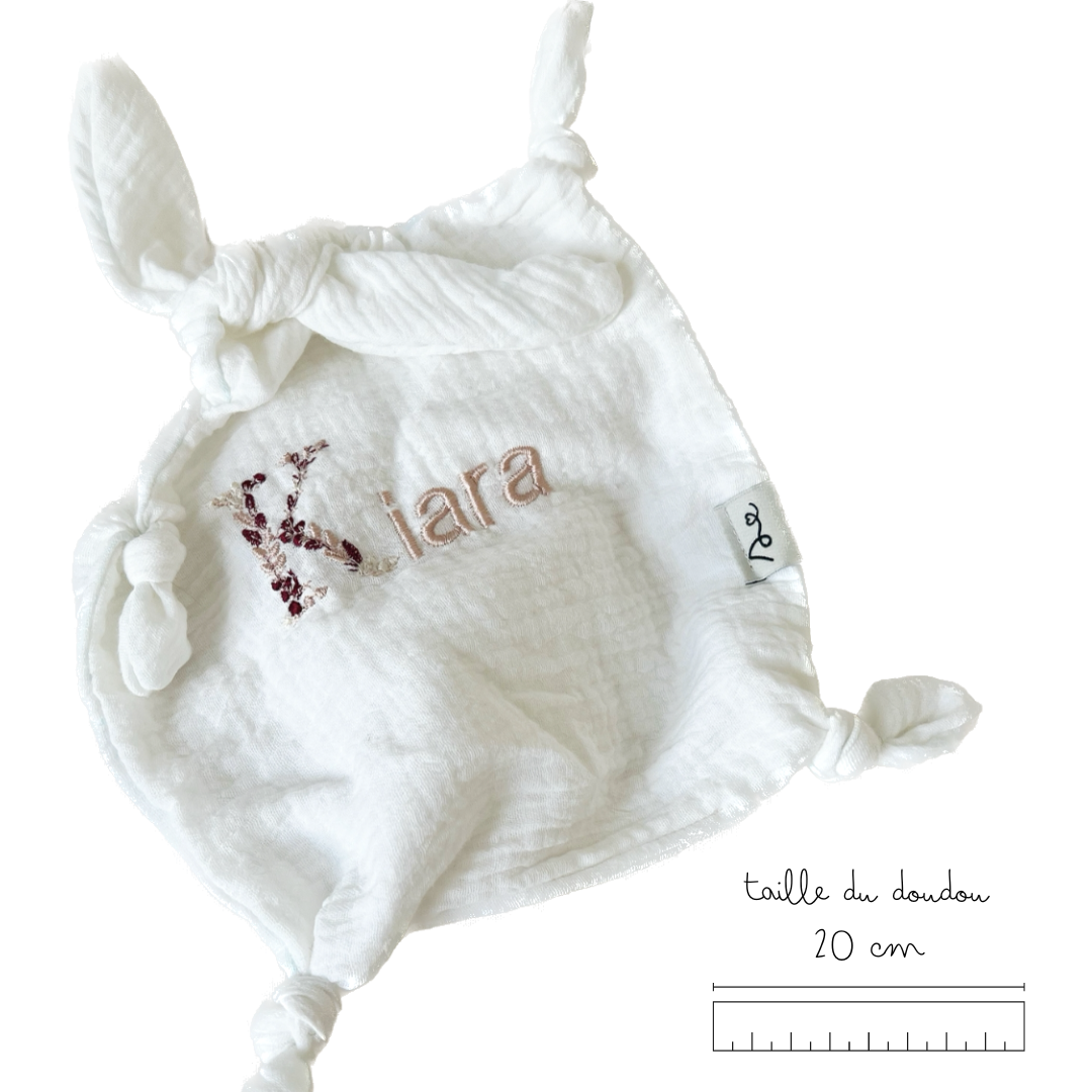 doudou lange gaze de coton personnalisé fleuri