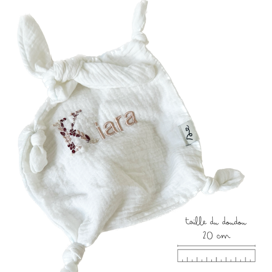 doudou lange gaze de coton personnalisé fleuri