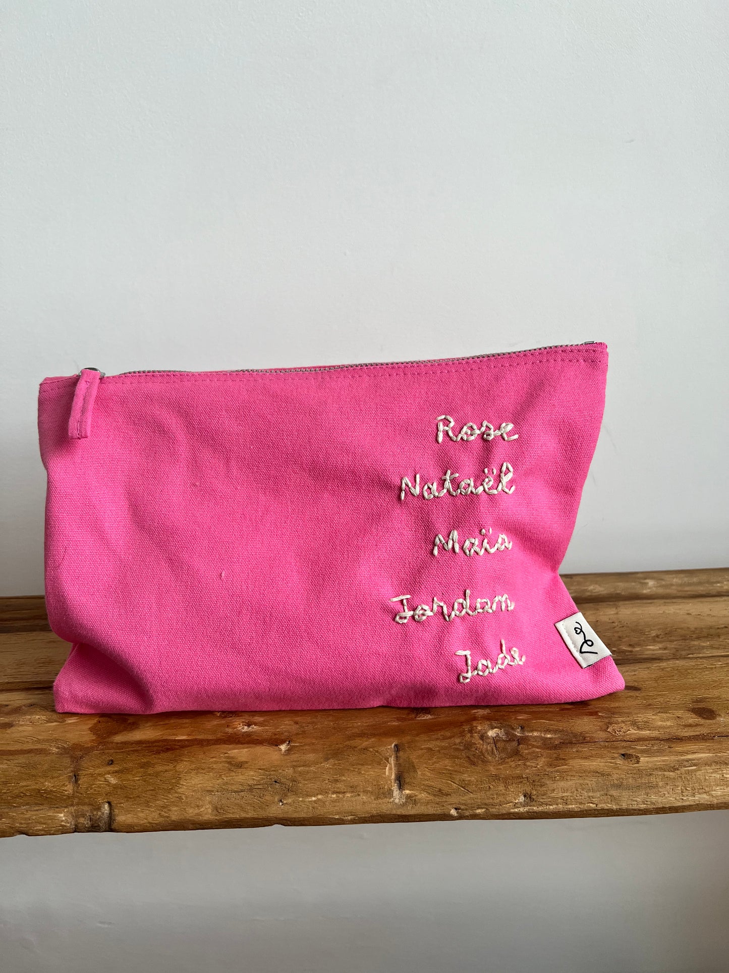 trousse coton brodée prénom bébé 